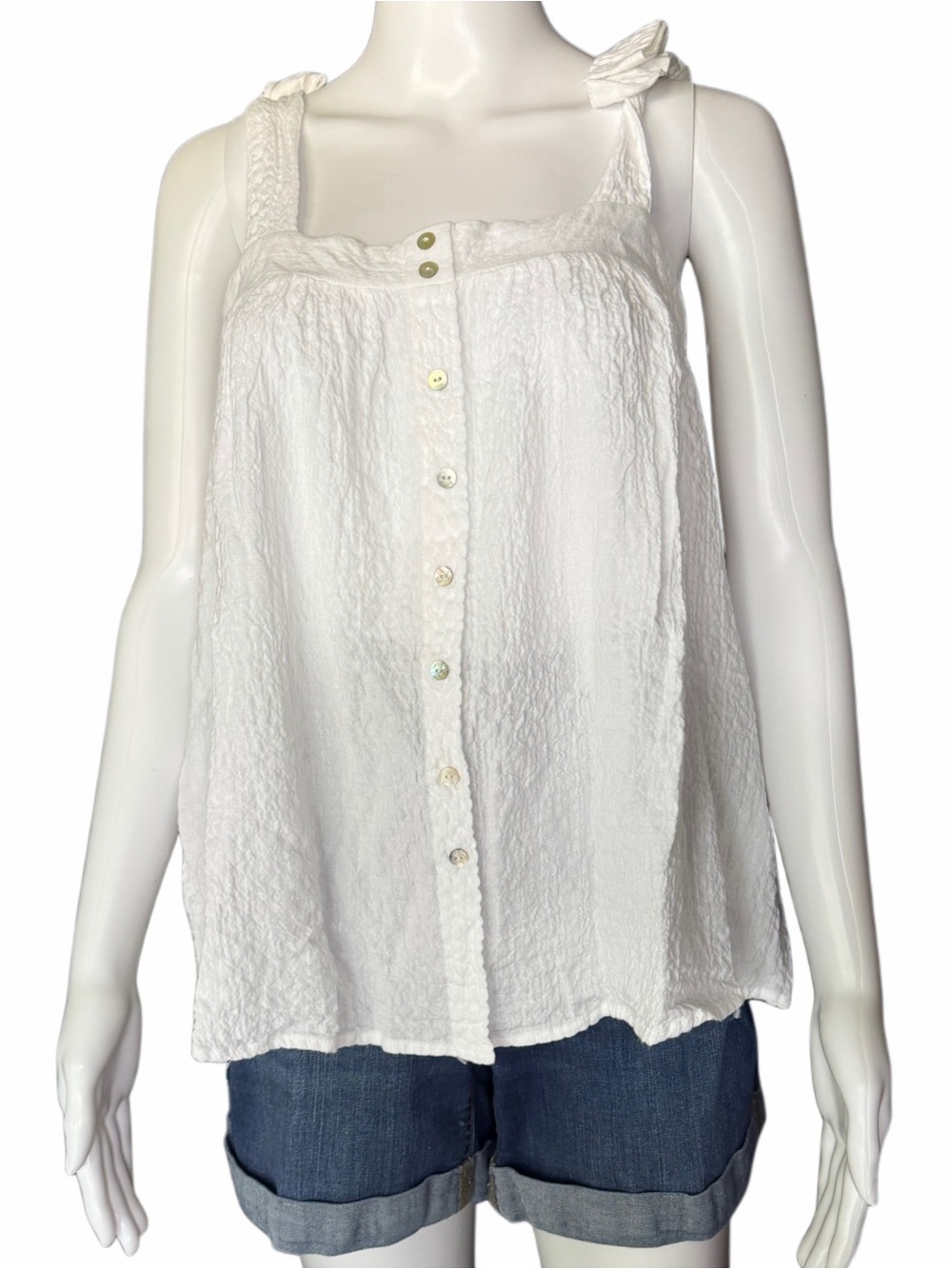 Jane Delancey White Tie Strap Tank Top Women S NWT Boho Gauze Open Back